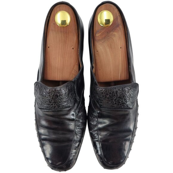 Vintage Bally Switzerland Exotic Ostrich Leather Dress Shoe Men 9.5 Brown Loafer - Picture 4 of 12
